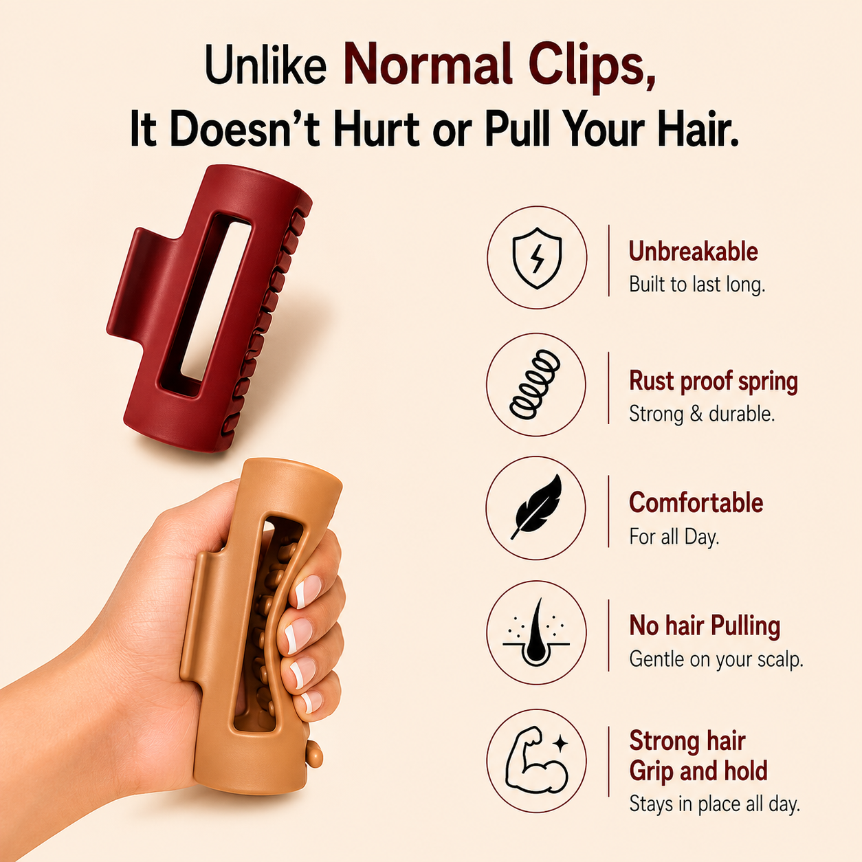 Flexible & Durable Jelly Claw Clip Pack of 6